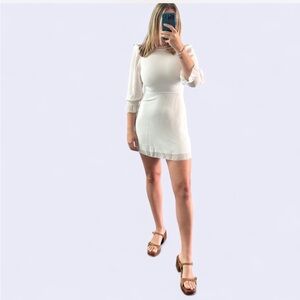 Wilfred White Ribbed Bodycon Dress with Bishop Sleeves